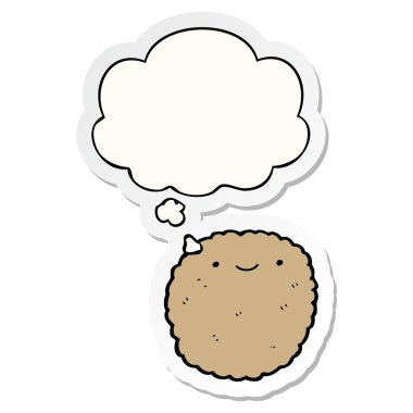 karikatür bisküvi ve baskılı bir etiket olarak kabarcık düşünce