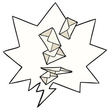 karikatür zarflar düşme ve konuşma balonu