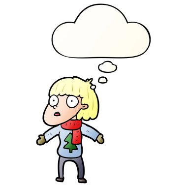 karikatür noel kişi şaşırttı ve pürüzsüz bir şekilde kabarcık düşünce 