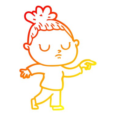 sıcak degrade çizgi çizim karikatür sakin kadın