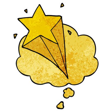 çizgi film yıldızı ve grunge doku desen tarzında düşünce balonu