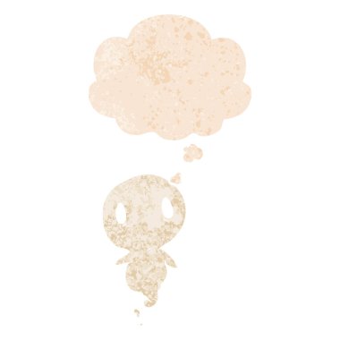 retro dokulu tarzıkarikatür hayalet ve düşünce balonu