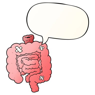 karikatür pürüzsüz degrade bağırsak ve konuşma balonu tamir
