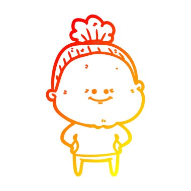 sıcak degrade çizgi çizim karikatür mutlu yaşlı kadın