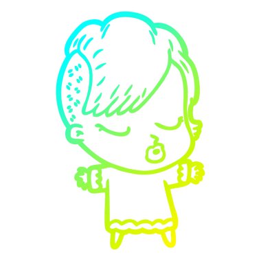 soğuk degrade çizgi çizim karikatür güzel hipster kız