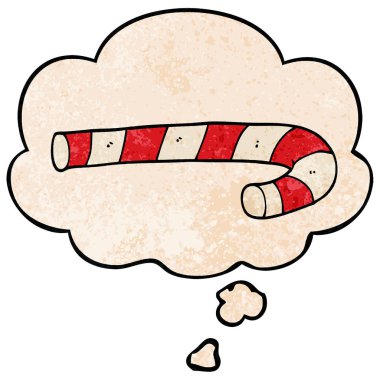 karikatür şeker kamışı ve grunge doku desen düşünce balonu 