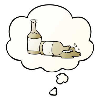 karikatür bira şişeleri ve pürüzsüz degrade tarzında kabarcık düşünce
