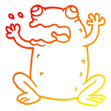 sıcak degrade çizgi çizim karikatür geğirme kurbağa