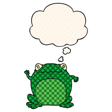 çizgi film kurbağa ve çizgi roman tarzında düşünce balonu