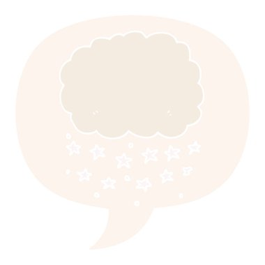 retro tarzı karikatür yağmur bulutu ve konuşma balonu