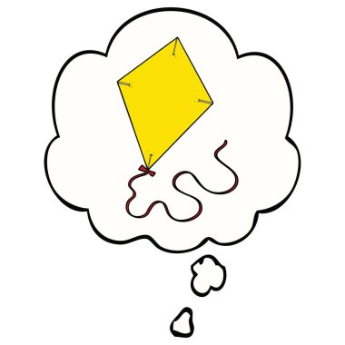 karikatür uçan uçurtma ve düşünce balonu