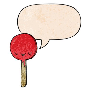retro doku tarzıkarikatür şeker lolipop ve konuşma balonu