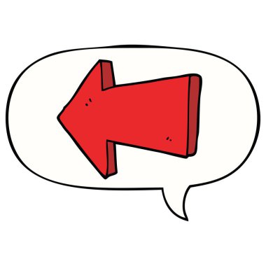 karikatür işaret ok ve konuşma balonu