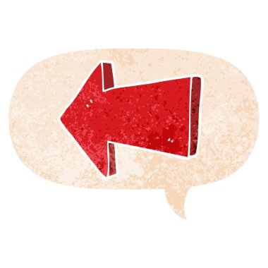 retro dokulu tarzda karikatür işaret ok ve konuşma balonu