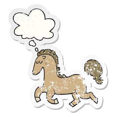 karikatür at çalışan ve sıkıntılı yıpranmış st olarak kabarcık düşünce