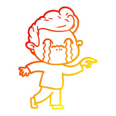 sıcak degrade çizgi çizim karikatür adam ağlıyor