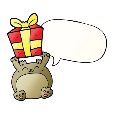 sevimli karikatür noel ayı sıcanda ve konuşma balonu pürüzsüz degrade