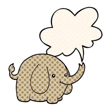 çizgi roman tarzı karikatür fil ve konuşma balonu