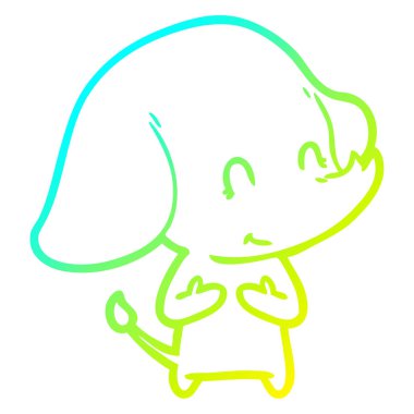 soğuk degrade çizgi çizim sevimli karikatür fil