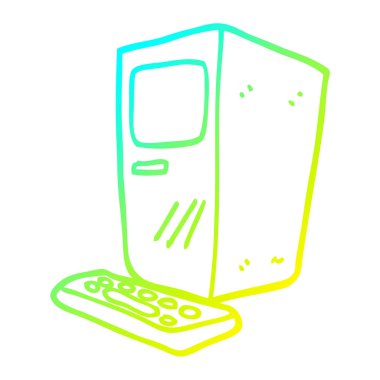 soğuk degrade çizgi çizim karikatür bilgisayar ve klavye