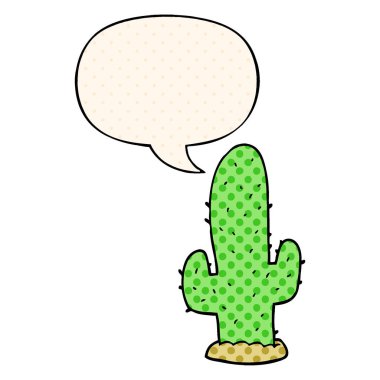 çizgi roman tarzında karikatür kaktüs ve konuşma balonu