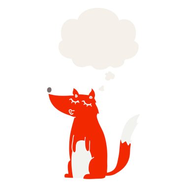 retro tarzında karikatür kurt ve düşünce balonu