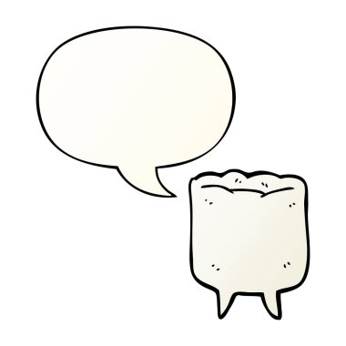 düzgün degrade tarzında karikatür diş ve konuşma balonu