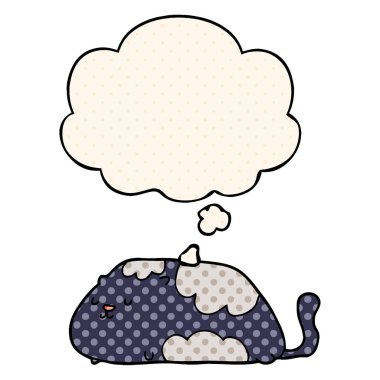 çizgi film kedi ve çizgi roman tarzında düşünce balonu