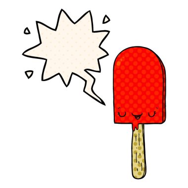 çizgi roman tarzında karikatür buz lolly ve konuşma balonu