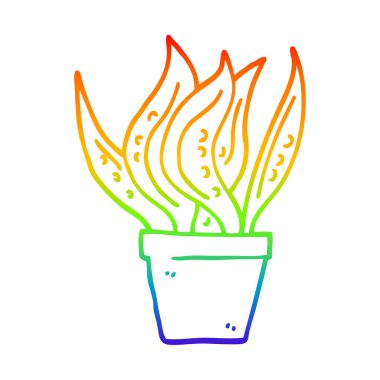 gökkuşağı gradyan çizgi çizim karikatür ev bitki