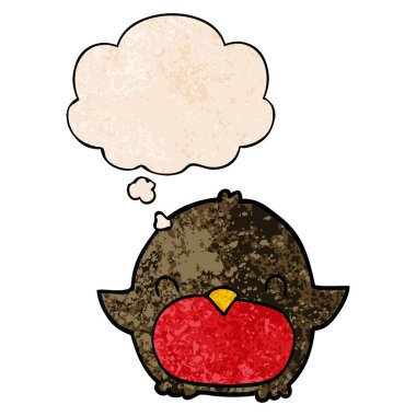 karikatür penguen ve grunge doku desen sty düşünce balonu