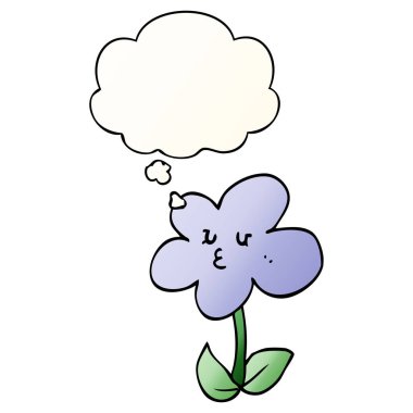 çizgi film çiçek ve pürüzsüz degrade tarzında düşünce balonu