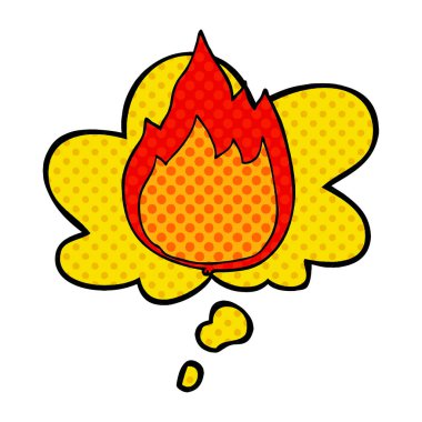 çizgi film yangın ve çizgi roman tarzında düşünce balonu