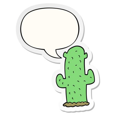 karikatür kaktüs ve konuşma kabarcık etiket