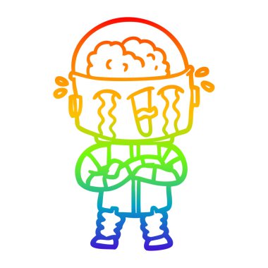 gökkuşağı gradyan çizgi çizim karikatür ağlayan robot