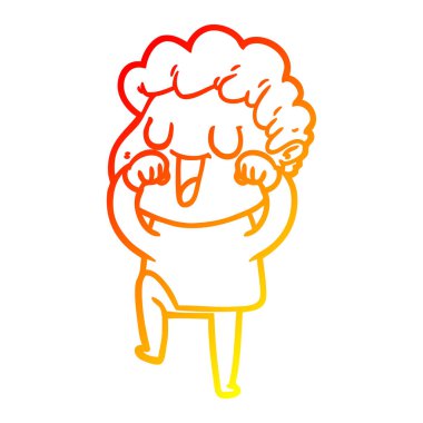 sıcak degrade çizgi çizim gülen karikatür adam rubbign gözleri