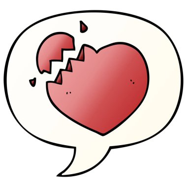 düzgün degrade tarzında karikatür kırık kalp ve konuşma balonu