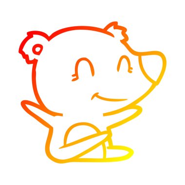 sıcak degrade çizgi çizim gülümseyen ayı karikatür