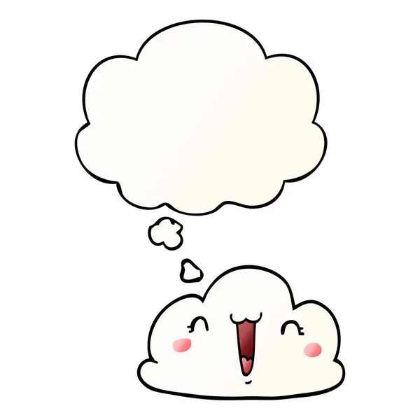 Χαριτωμένο καρτούν σύννεφο και σκέψη φούσκα σε ομαλή στυλ διαβάθμισης — Διανυσματικό Αρχείο