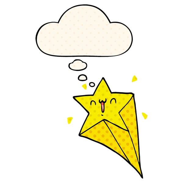 Cartoon Shooting Star en gedachte bubble in Comic Book stijl — Stockvector