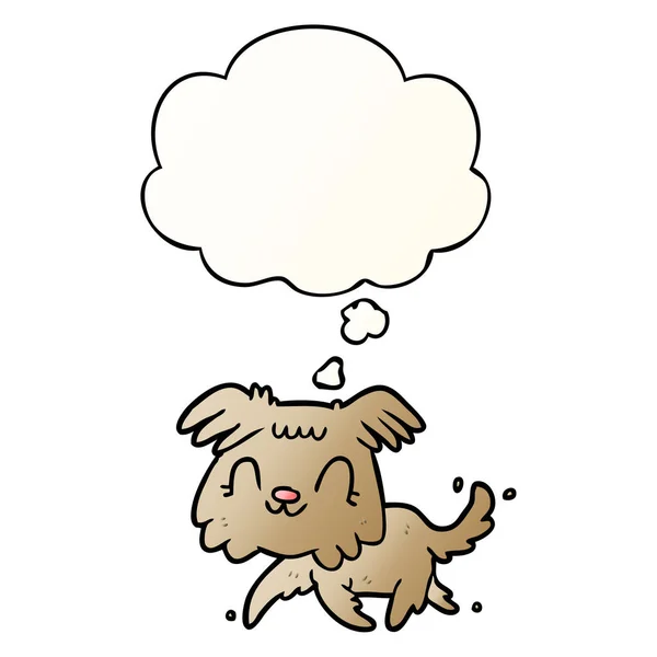 Desenho animado cão e pensamento bolha em estilo gradiente suave — Vetor de Stock