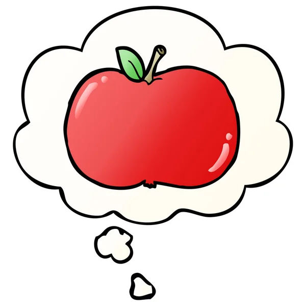 Jabłko kreskówki i myśli bańka w gładkim stylu gradientu — Wektor stockowy