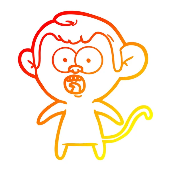 Chaud gradient ligne dessin dessin animé choqué singe — Image vectorielle