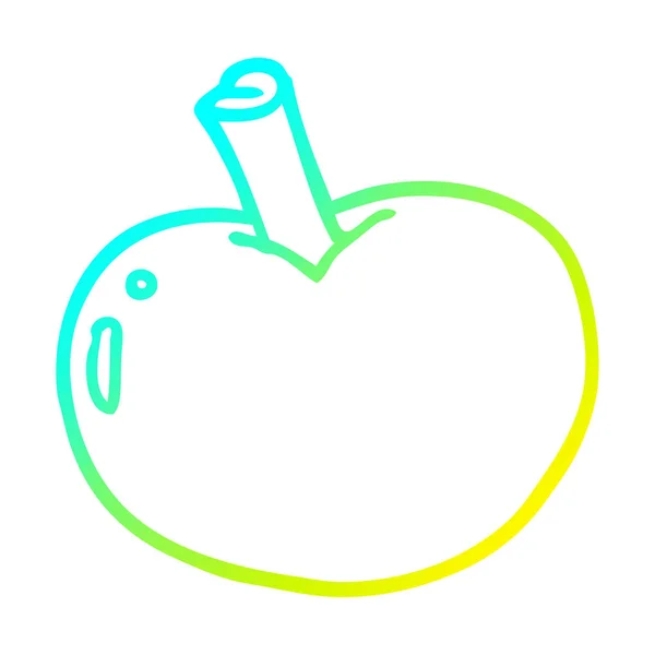 Línea de gradiente frío dibujo de dibujos animados manzana — Vector de stock