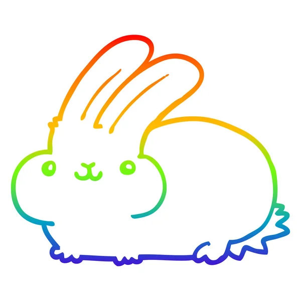 Rainbow gradient line drawing cartoon rabbit — Stock Vector