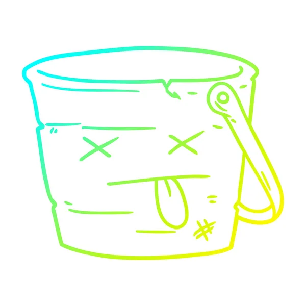 Cold gradient line drawing kicked the bucket cartoon — Stock Vector