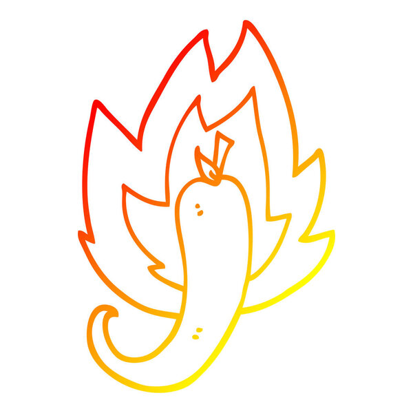 warm gradient line drawing cartoon red hot chili