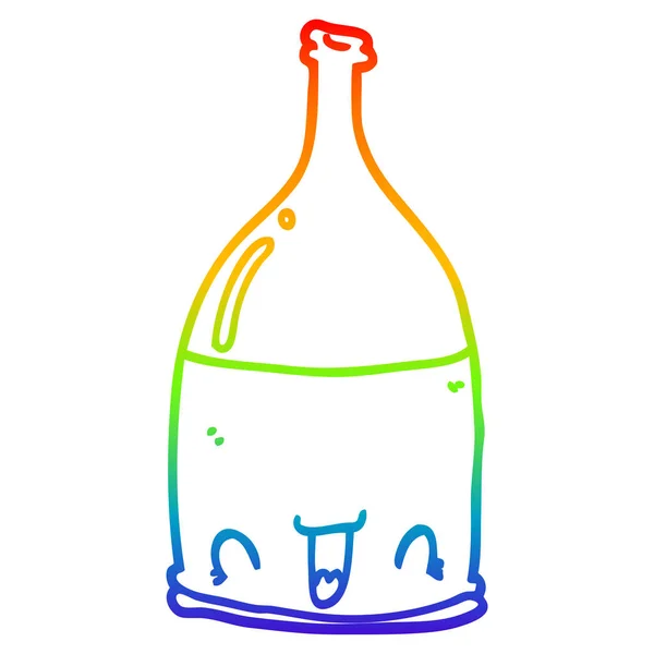Butelka gradient linia kreskówka rysunek tęcza — Wektor stockowy