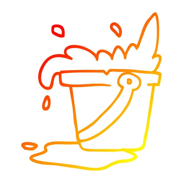 Warm gradient line drawing cartoon bucket of water — Stock Vector