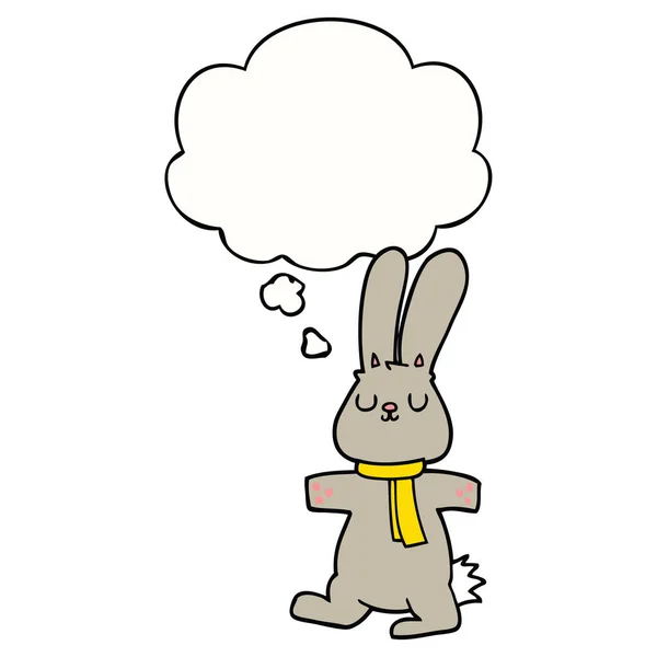 Cartoon konijn en gedachte Bubble — Stockvector
